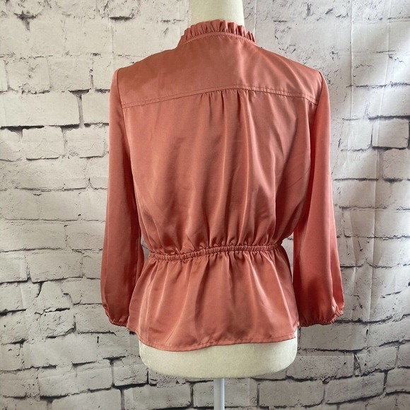 J Crew V-neck button detail peplum top Pink Salmon Womens size 6 Style AC668 - Picture 3 of 12